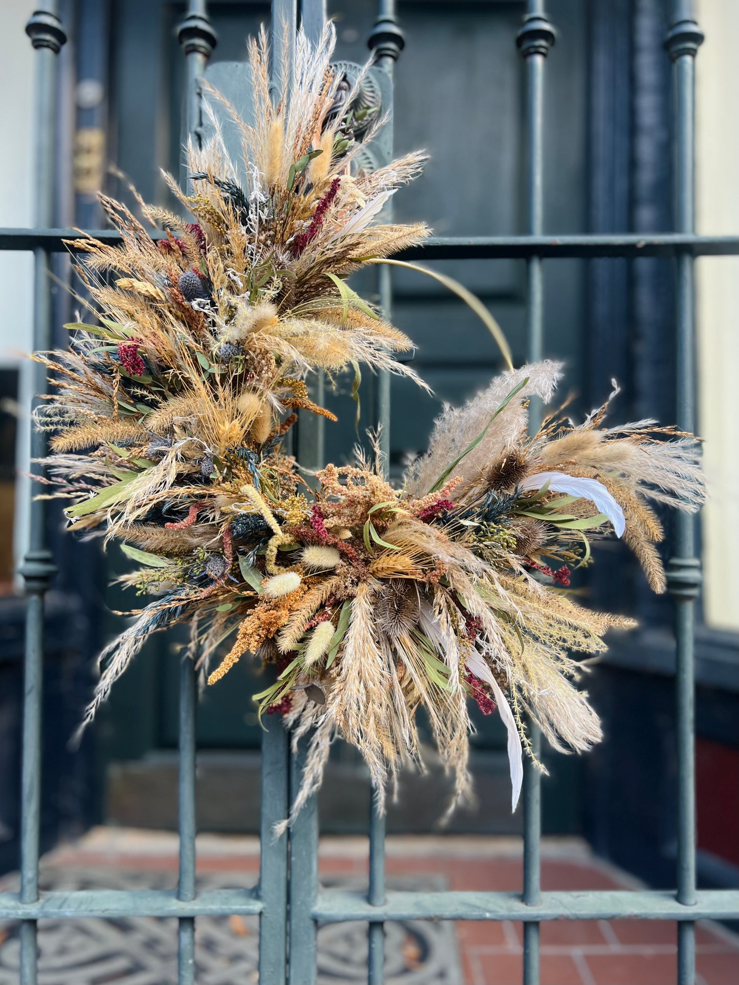 Everlasting Flower Wreath (golden metal hoop)